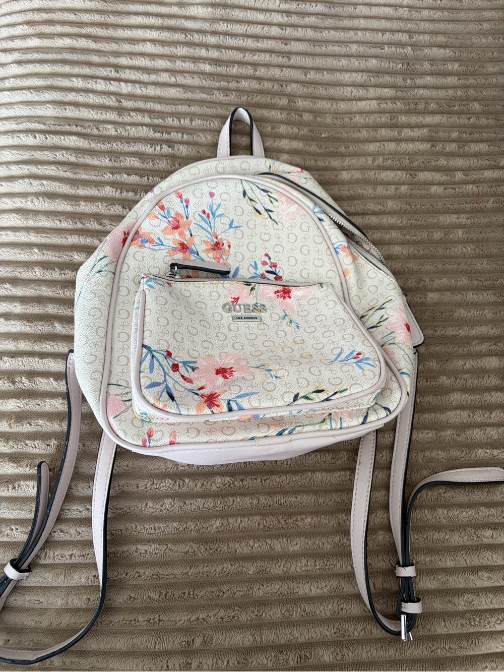 GUESS Cream Floral Signature Mini Backpack
